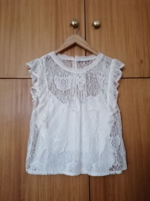 Top renda pérola Zara