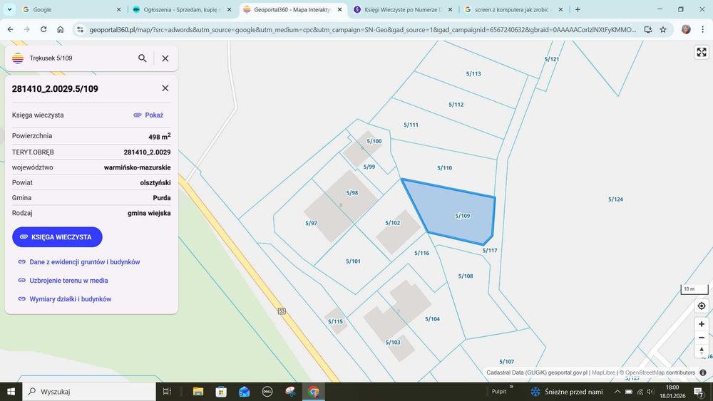 Sprzedam działkę Trękusek