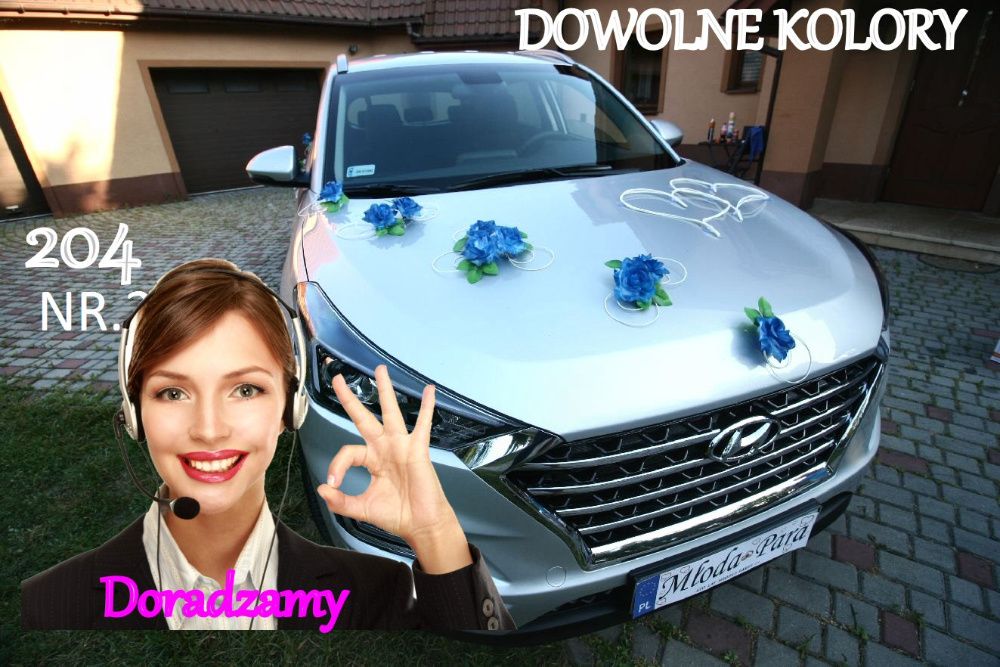 Dekoracja samochodu niebieska chabrowa na duże auto wzór NR 204