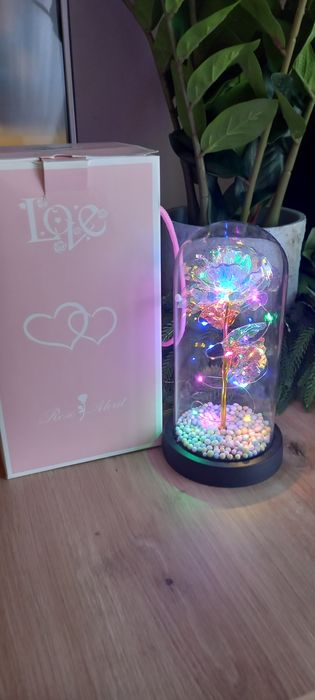 Wieczna róża biała led nowa