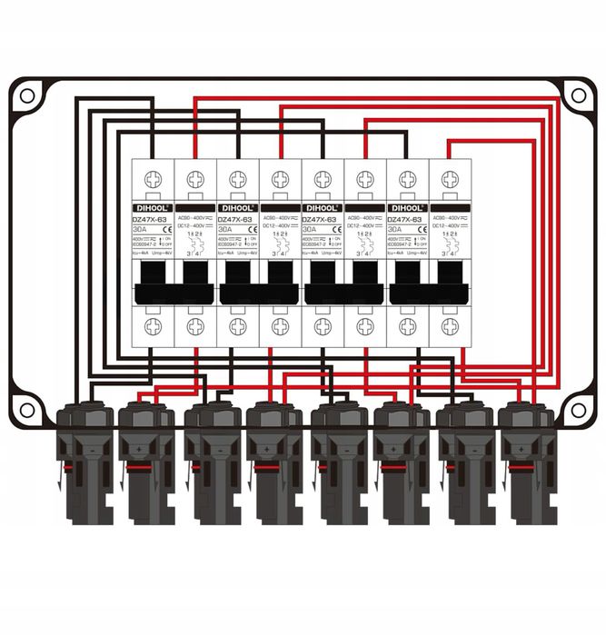 Wyłącznik DC DIHOOL 4 stringi DC12V-DC400V 30A IP67 odporny na wodę