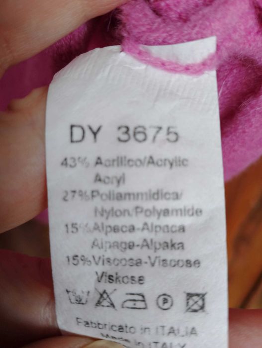 Różowy sweterek nietoperz z alpaką moda włoska  cukierkowy L/XL