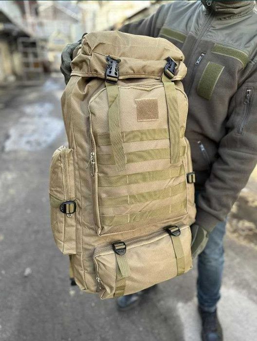 Рюкзак тактичний 70л олива хаки чорний тактический мультикам піксель