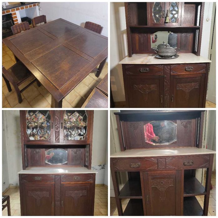 Mesa de Jantar, Rústica, Extensível, em Madeira Maciça + 6 Cadeiras