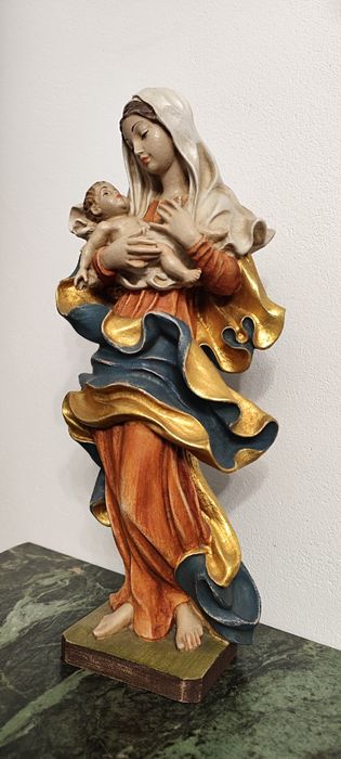Figura z drewna polichromia Matka boska Maryja 45cm
