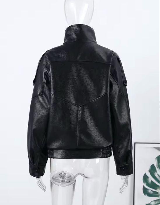 Косуха бомбер куртка шкіра з високим коміром в стилі Zara(м,с,л)люкс!