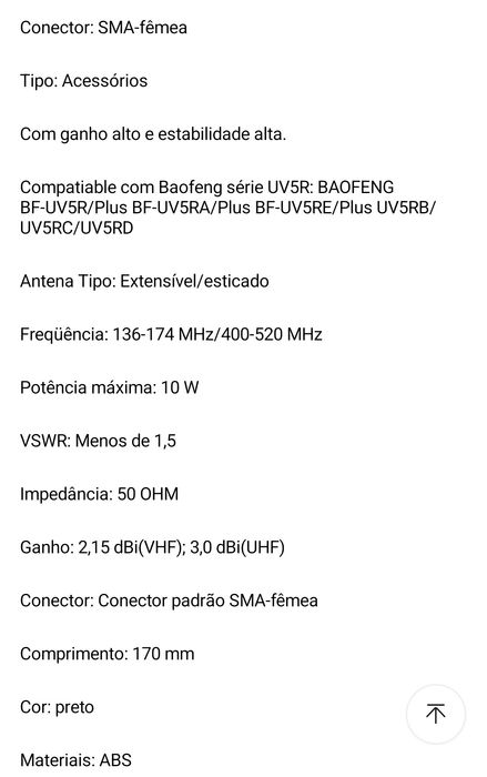 Antenas para  Walkie Talkies Baofeng