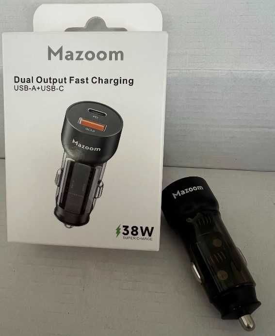 Carregador de Isqueiro - Fast Charging 38W - USB‑A + USB‑C - Novo