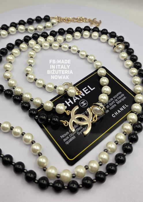 Naszyjnik korale sztuczne perły chanel