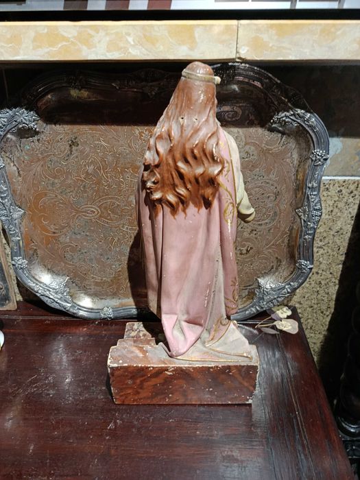 Rainha Santa Isabel Estaturia Coimbra 34 cm Anos 40 olhos vidro