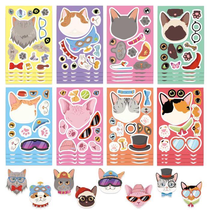8 szt naklejki Diy wlepy puzzle KOTY
