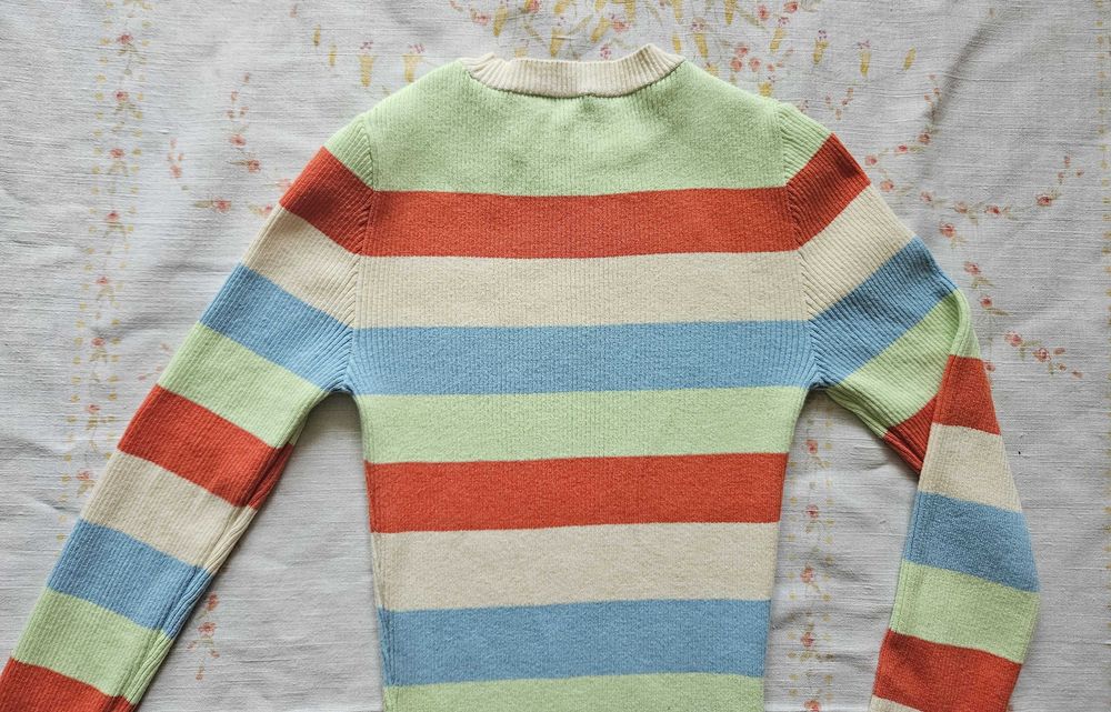 Sukienka w paski Zara, rozmiar S niebiesko-zielono-kremowa czerwona