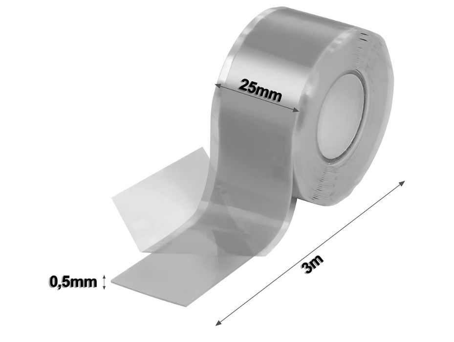 Taśma silikonowa samowulkanizująca się - 3 metry - szara