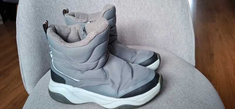 Buty zimowe ocieplane śniegowce Zara 36/37 22,5cm szare wodoodporne
