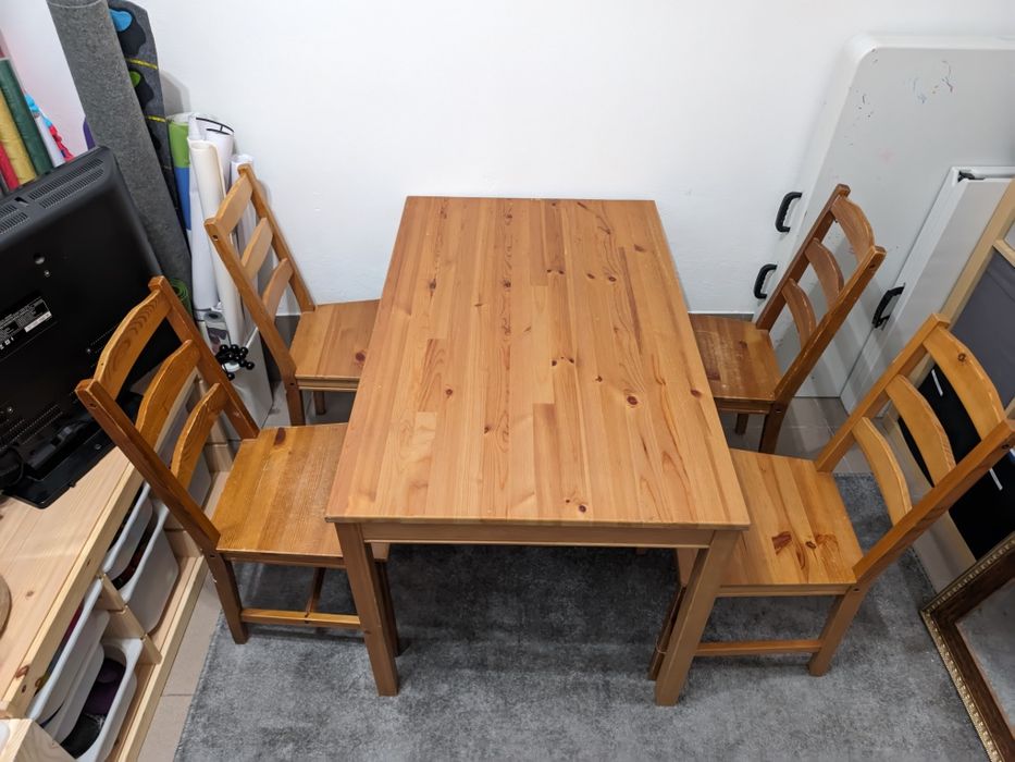 Stół + 4 krzesła Ikea drewniane JOKKMOK
