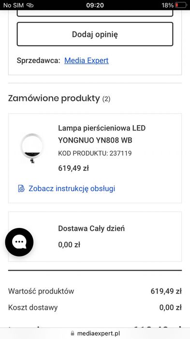 Yongnuo YN708 - lampa diodowa LED pierścieniowa, 45W