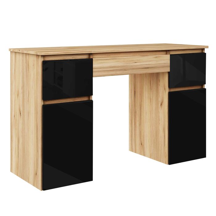 Nowe biurko z szufladami dąb złoty  z czarnym połyskiem