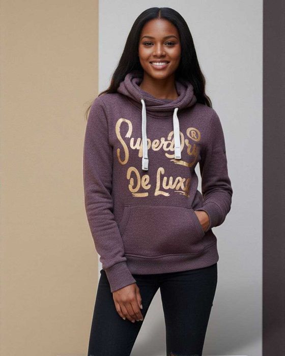 Утепленная толстовка Superdry на баечке с капюшоном, р. S/М