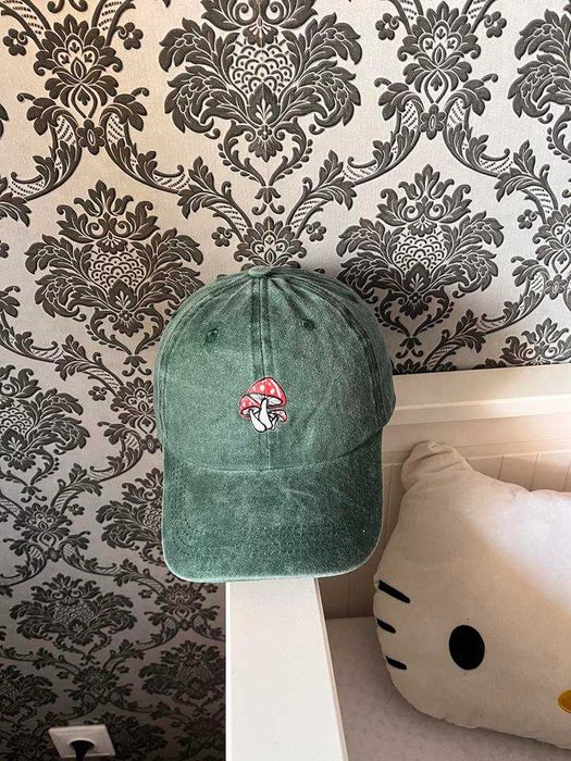 Czapka z daszkiem zielona mushroom vintage aesthetic