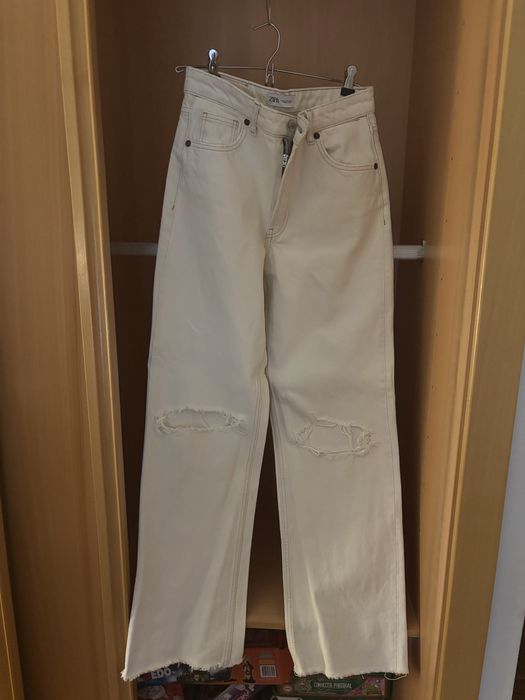 Calças de Ganga Brancas Zara