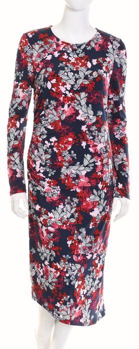 PER UNA elastyczna wzorzysta sukienka midi z długim rękawem r. 38