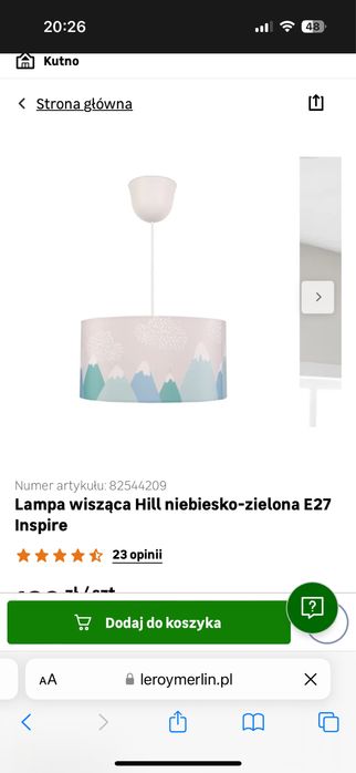Lampa wisząca Inspire Hill – stan bardzo dobry