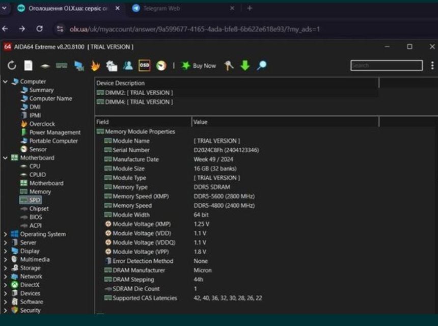 Kingston  32 GB (2x16GB) DDR5 5600 MHz новая