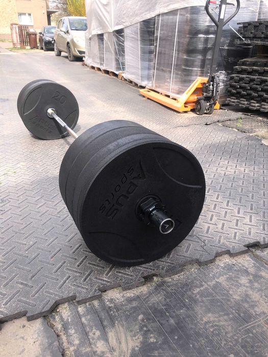 Zestaw Olimpijski Apus Sport Gryf 220cm 20kg 50mm Bumpery 100kg