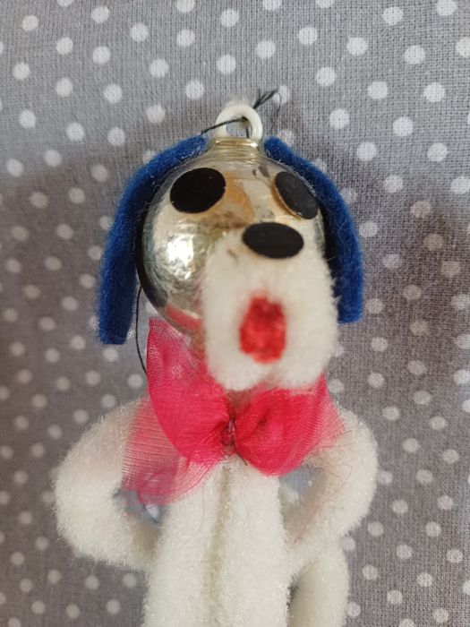 Stara Ozdoba Choinkowa Bombka PRL Pies Piesek Canis