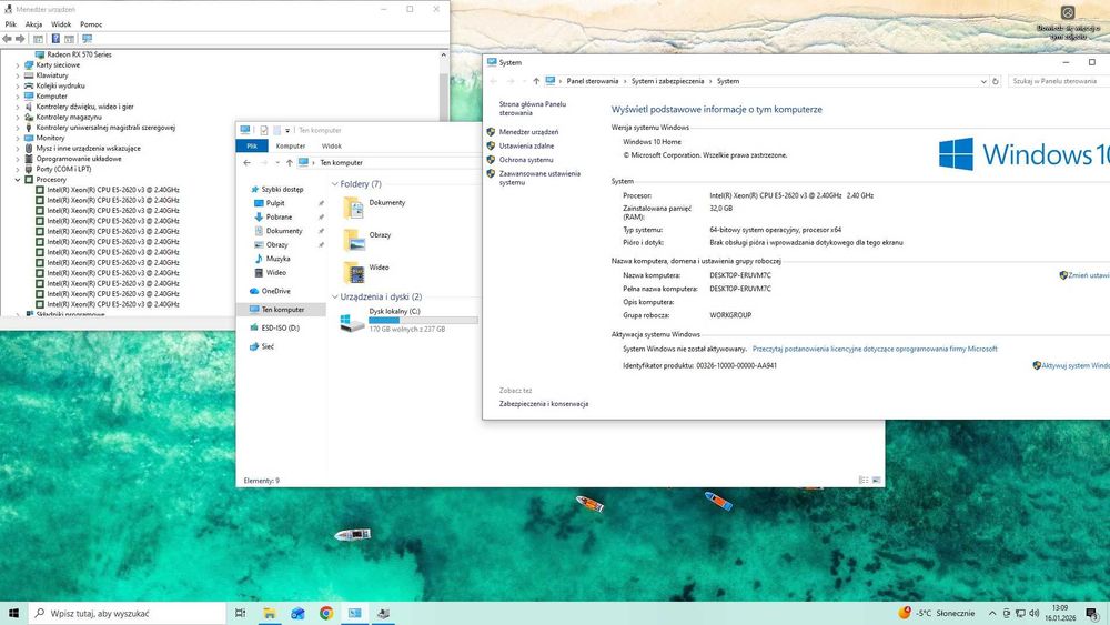 Komputer do gier Xeon 12x3.2 GHz/32GB DDR4/SSD NVME/RX570 Win 10/11