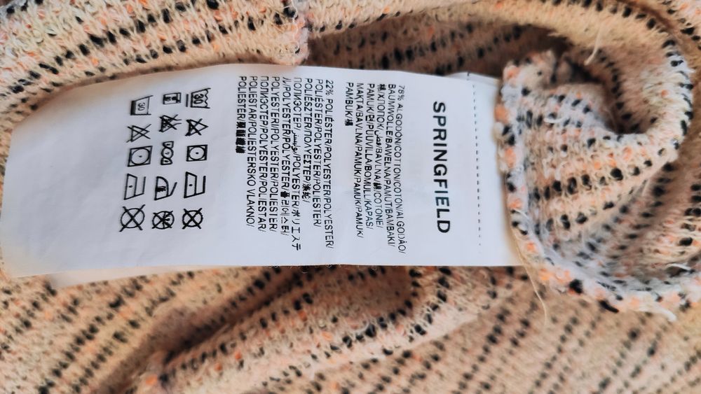 Vestido curto, Springfield, tamanho M, cor (damasco, bege e preto)