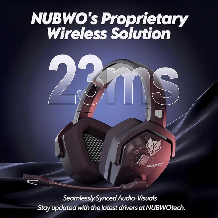 NUBWO G06 Auscultadores Gaming Sem Fios com Drivers de 50 mm para PC/Ps5/Ps4/NS/Mobile, Auscultadores Gaming Sem Fios com 2.4 GHz+Bluetooth 5.3 Modo D