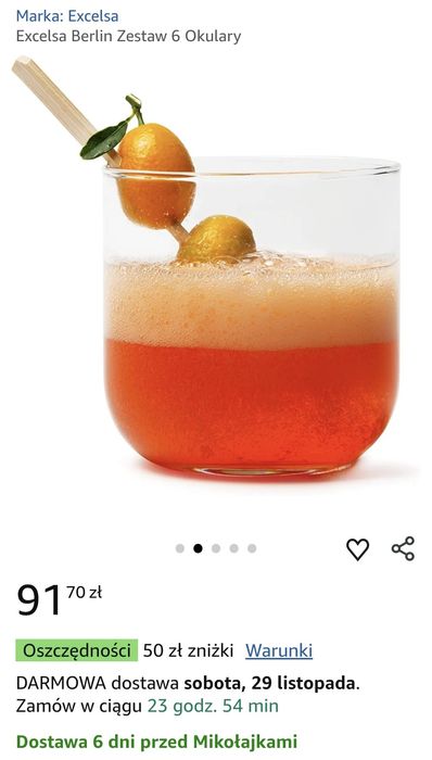 Excelsa Berlino zestaw szklanek 4 sztuki do napoi lub drinków