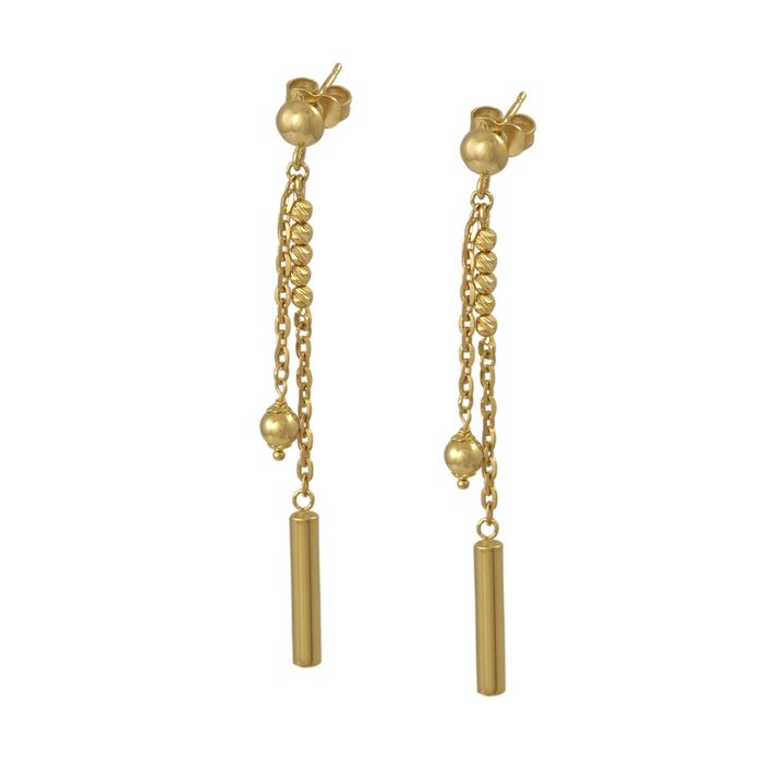 Bogate wiszące kolczyki z łańcuszkami ze złota 585