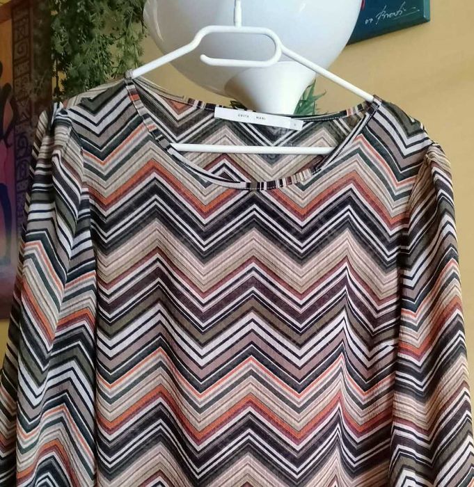 bluzka beż brąz zielona ruda wzór *Costa&Mani* 42/44 XL/XXL
