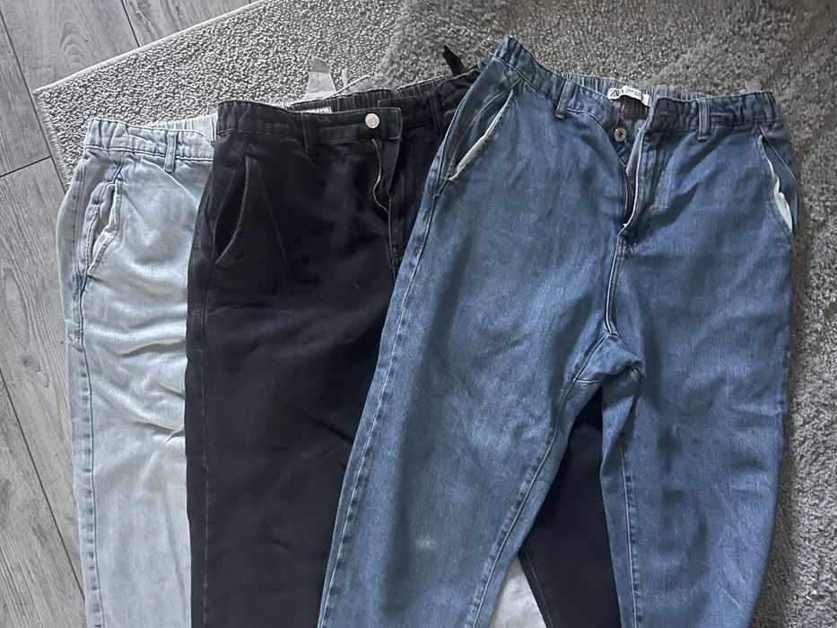 Zara jeansy o kroju slouchy fit 3 szt. Rozmiar 38