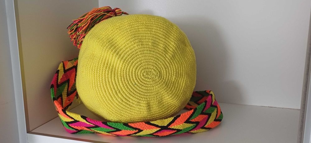 Oryginalna Kolumbijska torebka Wayuu ŻÓŁTA/La Flor de Cali/Boho/Nowa