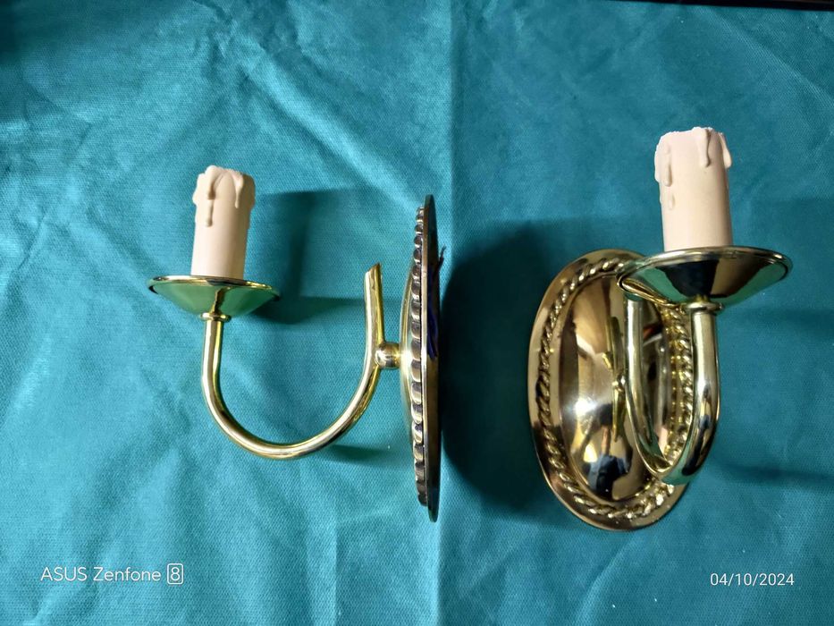 Candeeiros de parede vintage em latão, muito bom estado