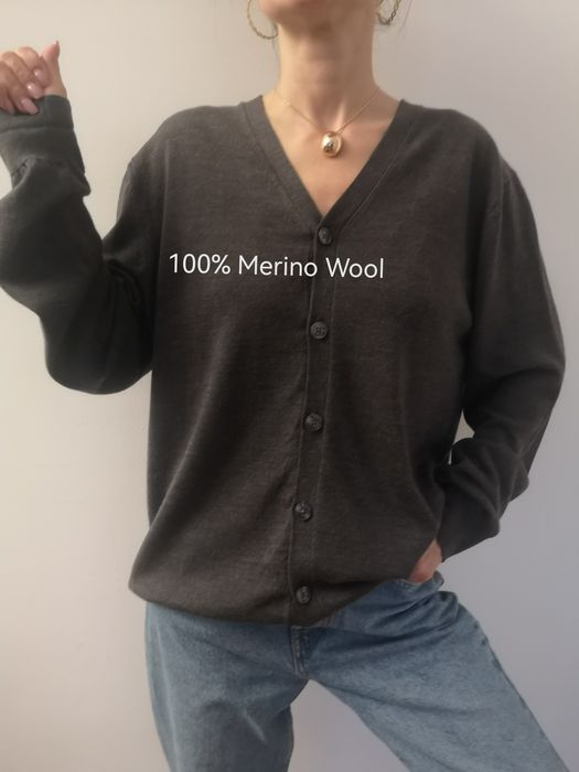 Sweter Charles Tyrwhitt XL L guziki rozpinany merino wool wełniany