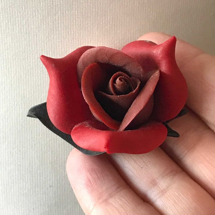 Stara broszka lata 80 czerwona róża brosza  vintage retro