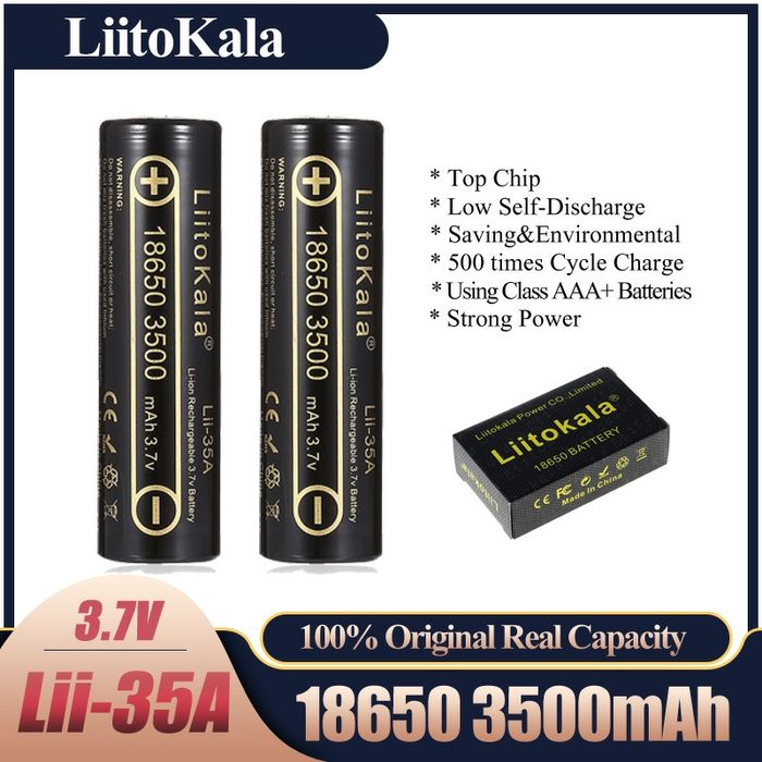 Нові, офіційні акумулятори 18650 Liitokala 35a