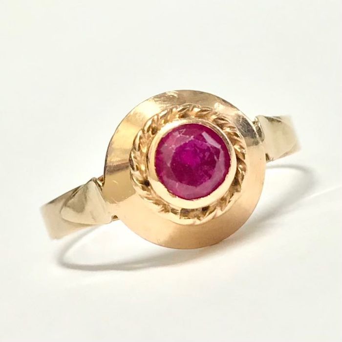 Złoty PIERŚCIONEK 14K cudowny różowy AMETYST r.17