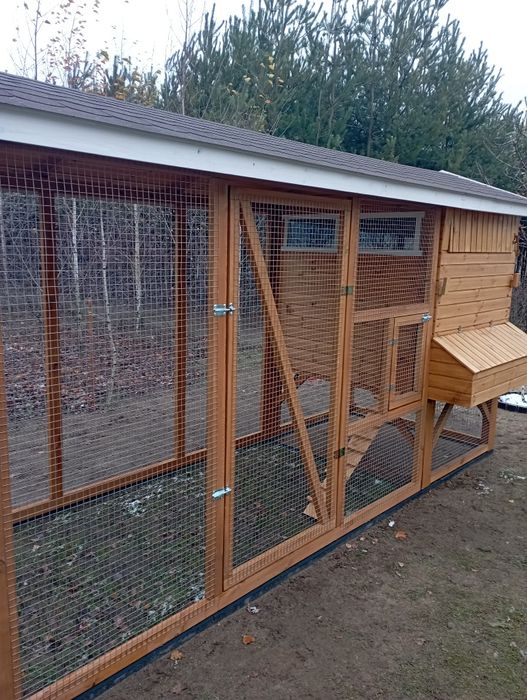 Kurnik drewniany z wolierą domek dla kur