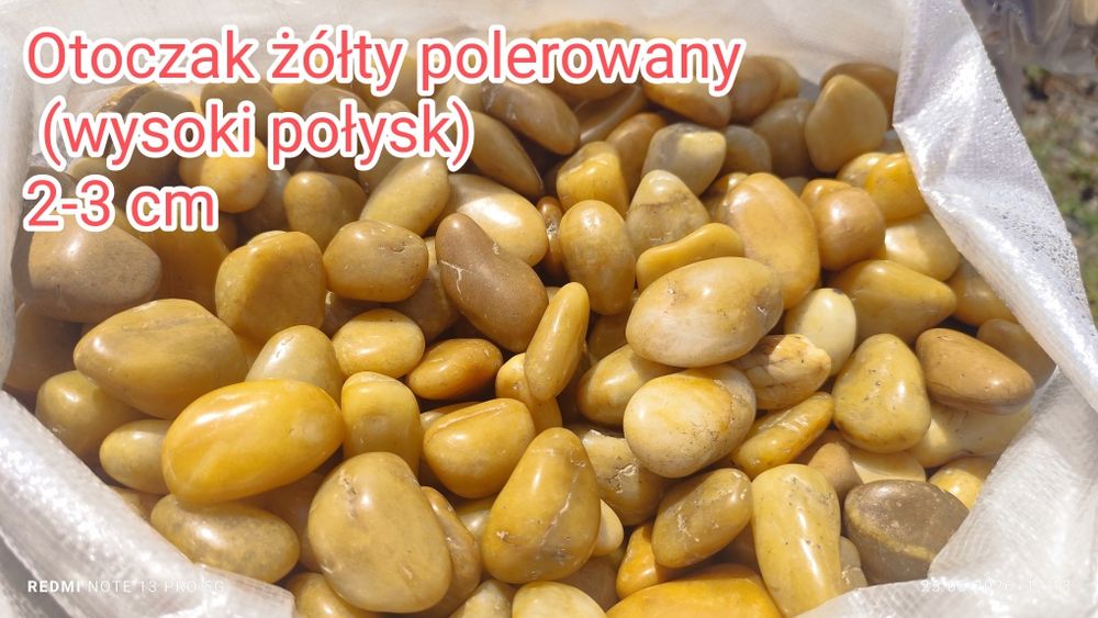 Otoczak żółty polerowany wysoki połysk, kamien ogrodowy , worek 20 kg