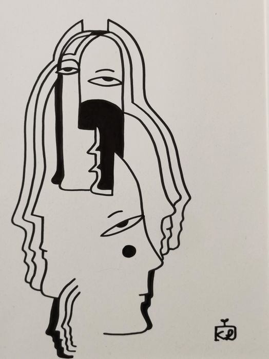 Grafika w ramie obraz abstrakcja surrealizm minimalizm japandi boho