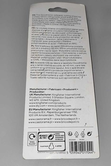 Nóż Krążkowy Do Tapet GoodHome Preti 45mm Nowy