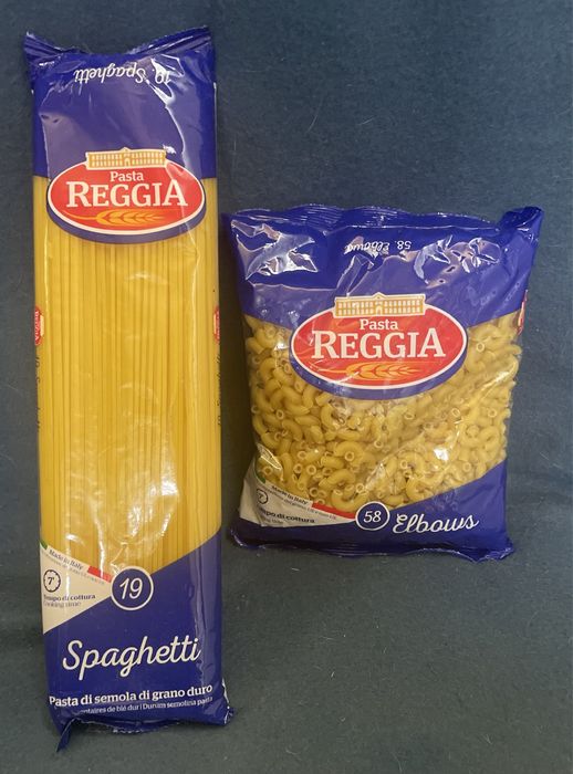 Паста итальянской фирмы Reggia. Вес 500г. Формат «спагетти» и «рожки»
