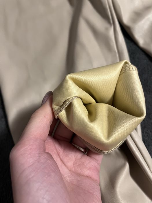 Skorzane leginsy, bezowe, rozmiar XS