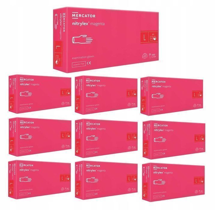 Rękawice Nitrylowe 100 Szt. 9-L Nitrylex Magenta - 10 Szt.