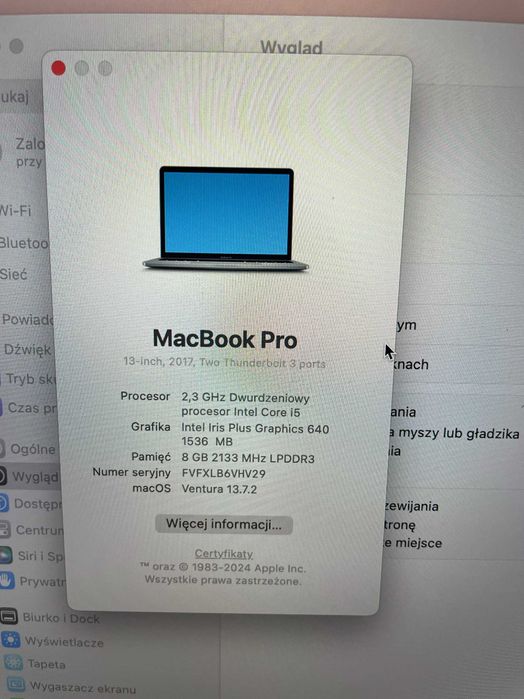 MacBook Pro 13" 2017 | i5 2.3 GHz | 8 GB RAM | 256 GB SSD | BDB